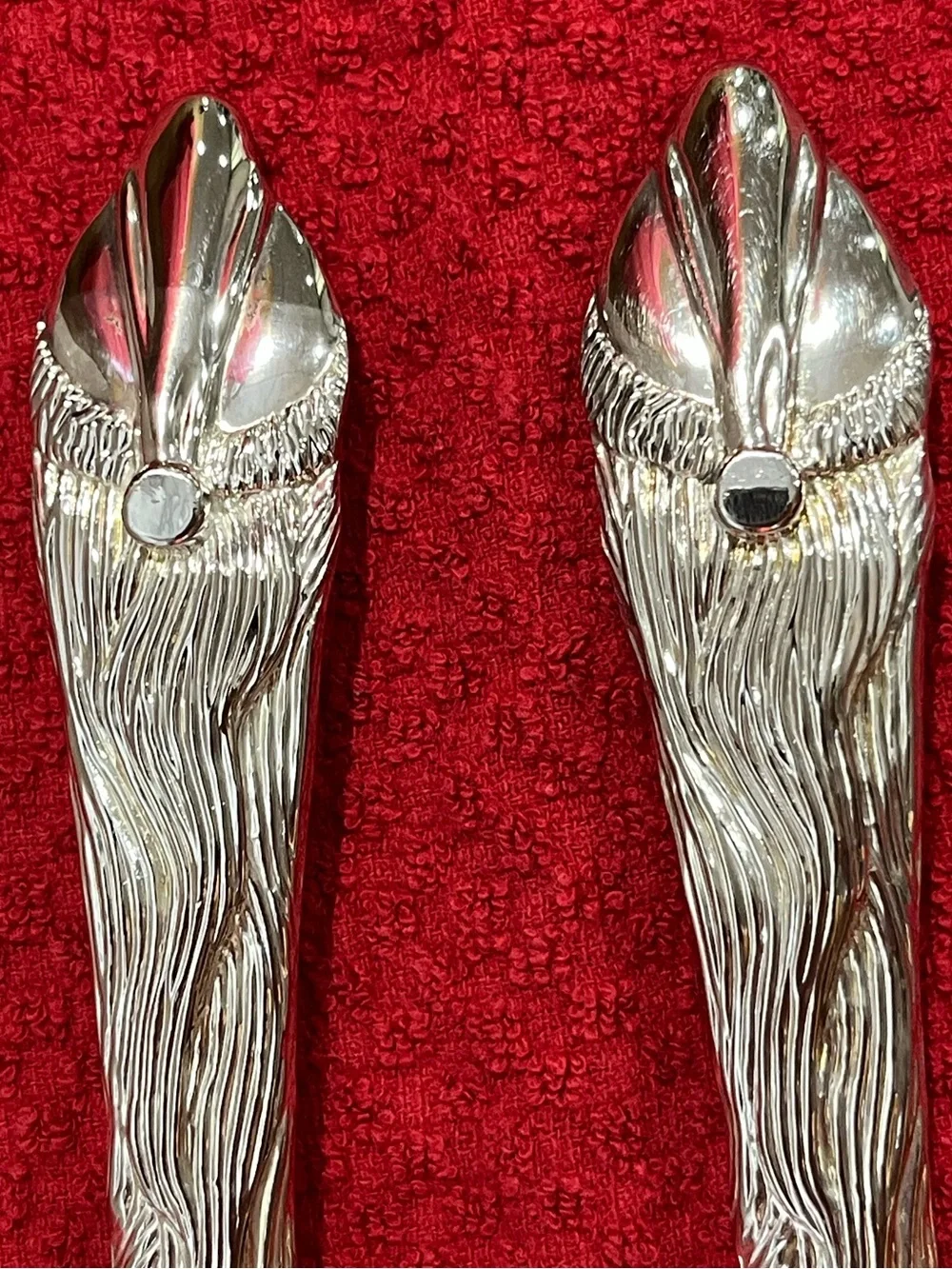 NWOT Vintage Christmas Santa Claus Silver Plated Salad Serving Set